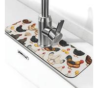 Entemne Tappetino per rubinetto con motivo gallina animale per lavello da cucina assorbente paraspruzzi salvagoccia vassoio rubinetto tappetino per rubinetto tappetino per bagno