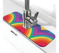 Entemne Tappetino per rubinetto con motivo tunnel arcobaleno per lavello da cucina, assorbente, paraspruzzi, gocciolatoio, tappetino per rubinetto per bancone del bagno