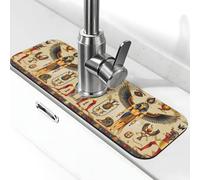 Entemne Tappetino per rubinetto con simboli egiziani retrò per lavello da cucina, assorbente, paraspruzzi, gocciolatoio, tappetino per rubinetto per bancone del bagno