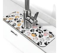 Entemne Tappetino per rubinetto con stampa di zampe di gatto dei cartoni animati per lavello da cucina assorbente paraspruzzi protezione antigoccia vassoio rubinetto tappetino per rubinetto per