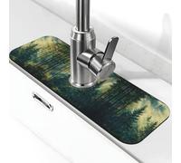 Entemne Tappetino per rubinetto con vista dell'albero della foresta per lavello da cucina assorbente paraspruzzi vassoio raccogli gocce rubinetto tappetino per rubinetto per bancone del bagno