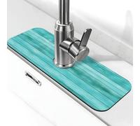 Entemne Tappetino per rubinetto in legno verde foglia di tè per lavello da cucina assorbente paraspruzzi protezione antigoccia vassoio rubinetto scarico tappetino per rubinetto per bancone bagno