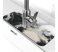 Entemne Tappetino per rubinetto in marmo bianco nero per lavello da cucina assorbente paraspruzzi gocciolamento vassoio rubinetto tappetino per rubinetto tappetino per bagno