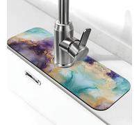 Entemne Tappetino per rubinetto in marmo viola pastello astratto per lavello da cucina assorbente paraspruzzi vassoio raccogli gocce rubinetto tappetino per rubinetto tappetino per il bancone del