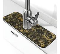 Entemne Tappetino per rubinetto mimetico con foglie di foresta per lavello da cucina, assorbente, paraspruzzi, gocciolatoio, tappetino per rubinetto per bancone del bagno
