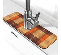 Entemne Tappetino per rubinetto scozzese arancione rustico marrone per lavello da cucina assorbente paraspruzzi vassoio raccogli gocce rubinetto tappetino per rubinetto tappetino per il bancone del