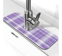 Entemne Tappetino per rubinetto scozzese viola lilla tartan per lavello da cucina assorbente paraspruzzi vassoio raccogli gocce rubinetto tappetino per rubinetto tappetino per il bancone del bagno