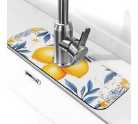 Entemne Tappetino per rubinetto vintage bohémien floreale limone per lavello da cucina assorbente paraspruzzi vassoio raccogli gocce rubinetto tappetino di drenaggio per bancone del bagno