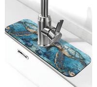 Entemne Tappetino per rubinetto vintage con tartaruga artistica per lavello da cucina assorbente paraspruzzi salvagoccia vassoio rubinetto tappetino per rubinetto tappetino per bagno