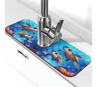 Entemne Tartaruga marina subacquea rubinetto tappetino per lavello da cucina assorbente paraspruzzi protezione antigoccia vassoio rubinetto scarico pad rubinetto tappetino per bagno contatore