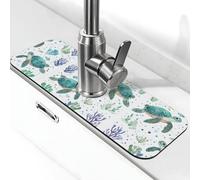 Entemne Tartarughe marine oceano corallo rubinetto tappetino per lavello da cucina assorbente paraspruzzi protezione antigoccia vassoio rubinetto scarico pad rubinetto tappetino per bagno contatore