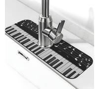 Entemne Tasti di pianoforte Note musicali Rubinetto Tappetino per lavello da cucina Assorbente Splash Guard Drip Catcher Vassoio Rubinetto Drenaggio Pad Tap Mat per il bancone del bagno