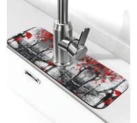 Entemne Torre Eiffel Amanti Pittura a Olio Rubinetto Tappetino per Lavello da Cucina Assorbente Splash Guard Drip Catcher Vassoio Rubinetto Drenaggio Pad Tap Mat per il bancone del bagno