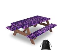 Entemne Tovaglia da picnic con stampa leopardata viola con 2 coperture per panche, 1,5 m