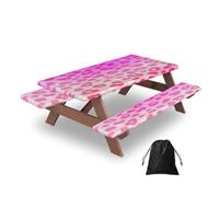 Entemne Tovaglia da picnic con stampa leopardata viola rosa con 2 coperture per panche, 1,5 m
