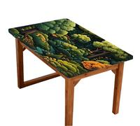 Entemne Tovaglia rettangolare elasticizzata da 1,2 m, con vista sulla foresta verde, impermeabile, protezione per tavolo da pranzo, giardino, feste, patio, ristorante, tavoli