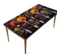 Entemne Tovaglia rettangolare elasticizzata da 1,5 m per spezie, erbe, cucchiai, impermeabile, protezione per tavolo da pranzo, giardino, feste, patio, ristorante, tavoli