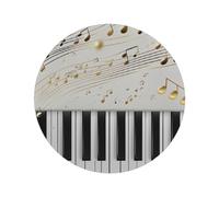 Entemne Tovaglietta rotonda 1 pz tasti pianoforte note musicali dorate tovagliette lavabili resistenti al calore tavolo da pranzo tappetini per feste decorazione casa uso quotidiano