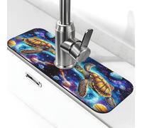 Entemne Universo - Tappetino per rubinetto con tartaruga marina per lavello da cucina, assorbente, paraspruzzi, vassoio raccogli gocce per rubinetto, tappetino per rubinetto per bancone del bagno