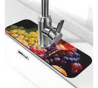Entemne Uva Bicchiere di Vino Frutta Pittura Arte Rubinetto Tappetino per Lavello da Cucina Assorbente Splash Guard Drip Catcher Vassoio Rubinetto Drenaggio Pad Tap Mat per il bancone del bagno