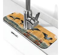 Entemne Vintage Cinese Gru Uccelli Rubinetto Mat per Lavello Della Cucina Assorbente Splash Guard Drip Catcher Vassoio Rubinetto Drenaggio Pad Tap Mat per Bagno Contatore