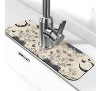 Entemne Vintage Luna Farfalla Floreale Rubinetto Tappetino per Lavello Della Cucina Assorbente Splash Guard Drip Catcher Vassoio Rubinetto Drenaggio Pad Tap Mat per Bagno Contatore