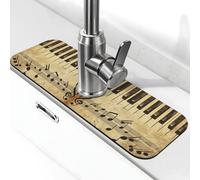 Entemne Vintage Note Musicali Pianoforte Tasti Rubinetto Tappetino per Lavello Della Cucina Assorbente Splash Guard Drip Catcher Vassoio Rubinetto Drenaggio Pad Tap Mat per Bagno Contatore