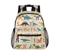 Entemne Zaino per bambini per ragazze ragazzi educazione alfabeto lettera dinosauro cartone animato zaino piccolo bambini prescolare Bookbag con cinturino toracico leggero asilo borsa per asilo