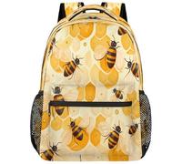 Entemne Zaino per la scuola per bambini per ragazzi e ragazze - Alveare animale ape nido d'ape grande zaino per la scuola elementare secondaria impermeabile leggero bookbag per adolescenti viaggio