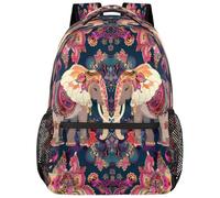 Entemne Zaino per la scuola per bambini per ragazzi e ragazze, con elefante indiano, mandala, paisley, zaino grande per la scuola elementare secondaria, impermeabile, leggero, per ragazzi, viaggi