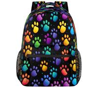 Entemne Zaino per la scuola per bambini per ragazzi e ragazze, con stampa di zampe, zaino grande per la scuola elementare secondaria, impermeabile, leggero, per ragazzi, viaggi, escursioni