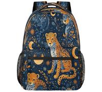 Entemne Zaino per la scuola per bambini per ragazzi e ragazze - Forest Aniaml Leopard Moon Zaino grande per la scuola elementare secondaria impermeabile leggero borsa per libri per ragazzi viaggi