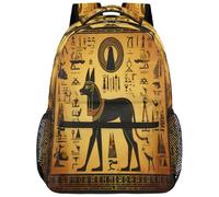 Entemne Zaino per la scuola per bambini per ragazzi e ragazze, motivo antico Egitto, con geroglifico Anubi e geroglifico, zaino grande per la scuola elementare secondaria, impermeabile, leggero, per