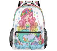 Entemne Zaino per la scuola per bambini per ragazzi e ragazze, motivo sirena arcobaleno, zaino grande per scuola elementare secondaria, impermeabile, leggero, per ragazzi, viaggi, escursionismo