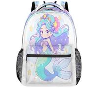 Entemne Zaino per la scuola per bambini per ragazzi e ragazze, motivo sirena, viola, grande, per scuola elementare, secondaria, impermeabile, leggero, per ragazzi, viaggi, escursionismo