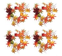 Entgoinggo 4 ganci per porta a forma di zucca con foglie autunnali artificiali, per candele autunnali, feste di raccolto, soluzione decorativa