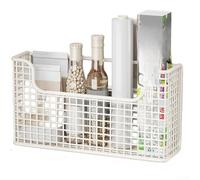 Entgoinggo Cestino portaoggetti da appendere sopra la porta, in rete metallica, per cucina, accessori per la pulizia, facile da installare, 27 x 7 x 14,5 cm (bianco)
