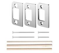 Entgoinggo Confezione da 3 piastre di sicurezza in acciaio inox, con viti e tasselli in legno regolabili, kit distanziale per interni ed esterni (argento dritto)