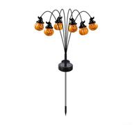 Entgoinggo Confezione da 4 luci solari a forma di zucca da giardino, pali decorativi per esterni, con 24 facce incandescenti, vento che ballano l'illuminazione del percorso di Halloween