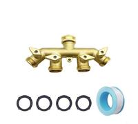 Entgoinggo Connettore per rubinetto in ottone massiccio a 4 vie, sdoppiatore per tubo flessibile in ottone massiccio con manico in metallo, connettore multiplo per distribuzione dell'acqua (tutto rame