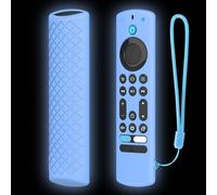 Entgoinggo Custodia leggera antiurto in silicone per Fire TV Stick-4K-Max Voice Remote, custodia protettiva antiscivolo con cordino e ritagli precisi (blu luminoso)