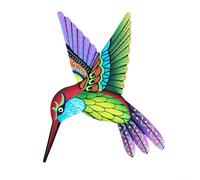 Entgoinggo Decorazione da parete per interni ed esterni con scultura in metallo a forma di colibrì con gancio per appendere su recinzioni o pareti (verde)