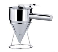 Entgoinggo Dispenser per pancake, in acciaio inox, con supporto, erogatore per torte a imbuto, strumento da forno, per cupcake, waffle, muffin, crepes, torte (foro grande da 19 mm)