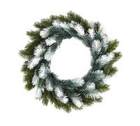 Entgoinggo Ghirlanda artificiale rotonda verde per esterni per porta d'ingresso e decorazioni per la casa, realizzata in materiale PVC che mantiene il colore e l'aspetto nel tempo (37 cm)