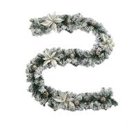 Entgoinggo Ghirlanda natalizia, ghirlanda natalizia pre-illuminata con aghi di pino, palline e bacche, costruzione in PVC per caminetti, porte (1,5 metri argento)