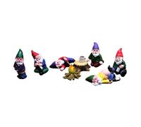 Entgoinggo Gnomo ubriaco da giardino, set di ornamenti in resina, decorazioni natalizie per feste natalizie e atmosfera da sogno (set da 9 pezzi)