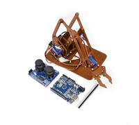 Entgoinggo Kit di artigli per braccio robotico meccanico in acrilico per Arduino con 4 gradi di libertà, manipolatore robotico programmabile fai da te per educazione a vapore per adolescenti (Brown