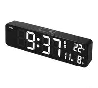 Entgoinggo Orologio da parete digitale a LED con visualizzazione della temperatura, data, settimana, doppio allarme, controllo touch, oscuramento automatico, modalità notturna per camera da letto