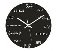 Entgoinggo Orologio da parete rotondo, orologio da parete moderno con equazione matematica con design matematico unico, silenzioso funzionamento a batteria analogico (3 x 4 fondo nero)