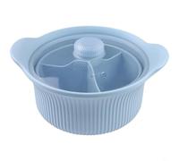 Entgoinggo Pentola a vapore in silicone, con coperchio, per microonde e friggitrice ad aria, base antiscivolo, lavabile in lavastoviglie, pentole da cucina, per verdure e alimenti sani (blu grande)